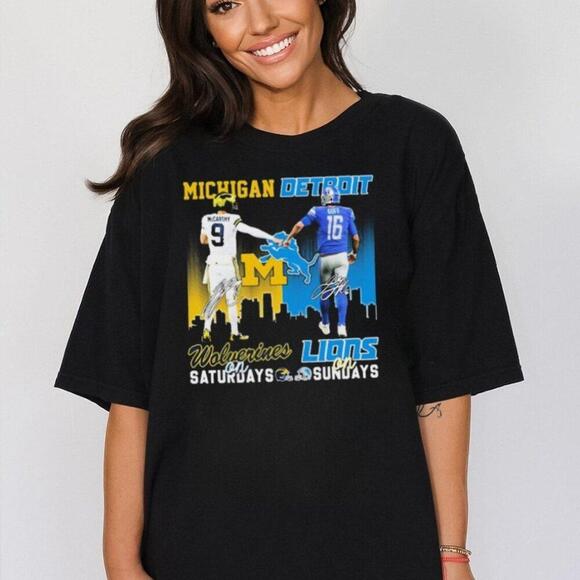 Other - Michigan Wolverines Mccarthy 9 Lions Goff 16 Graphic T Shirt Ncaa Nfl Fan Gift